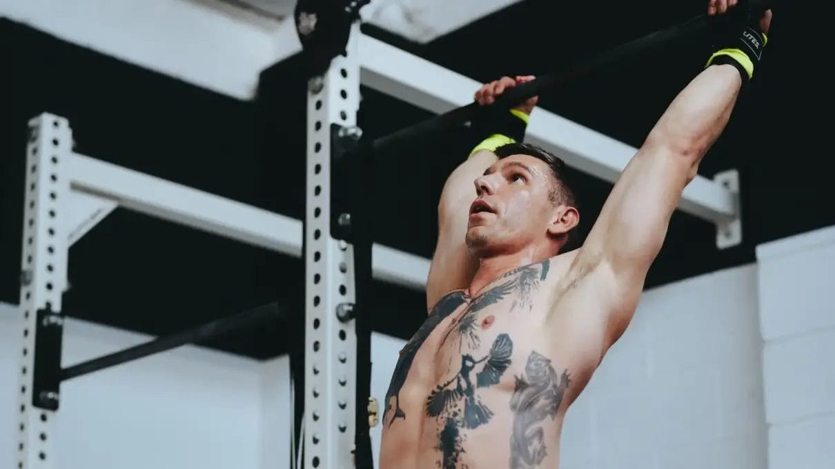 Man pulling himself up